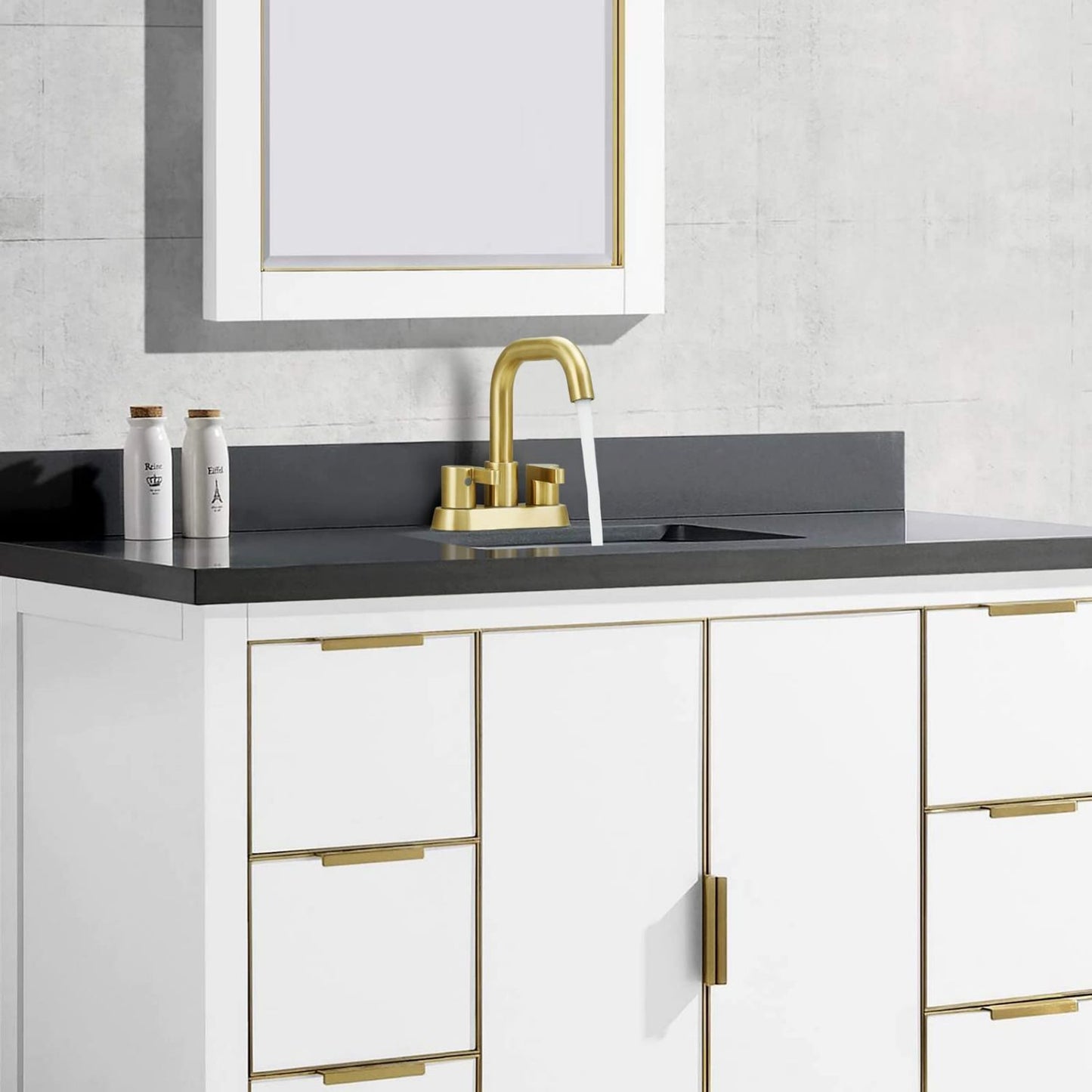 Waterpar® 4 in. Centerset Double Handle Bathroom Faucet with Pop-up Drain and ‎Supply Hose