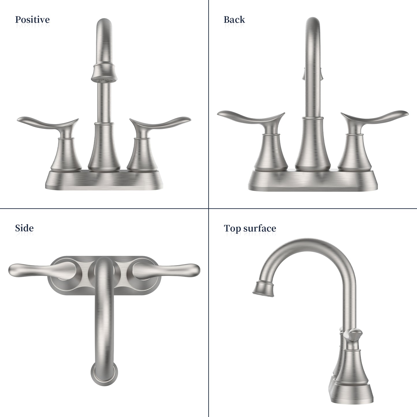 Waterpar®  4 in. Centerset Double Handle Bathroom Faucet with Pop-up Drain and ‎Supply Hoses