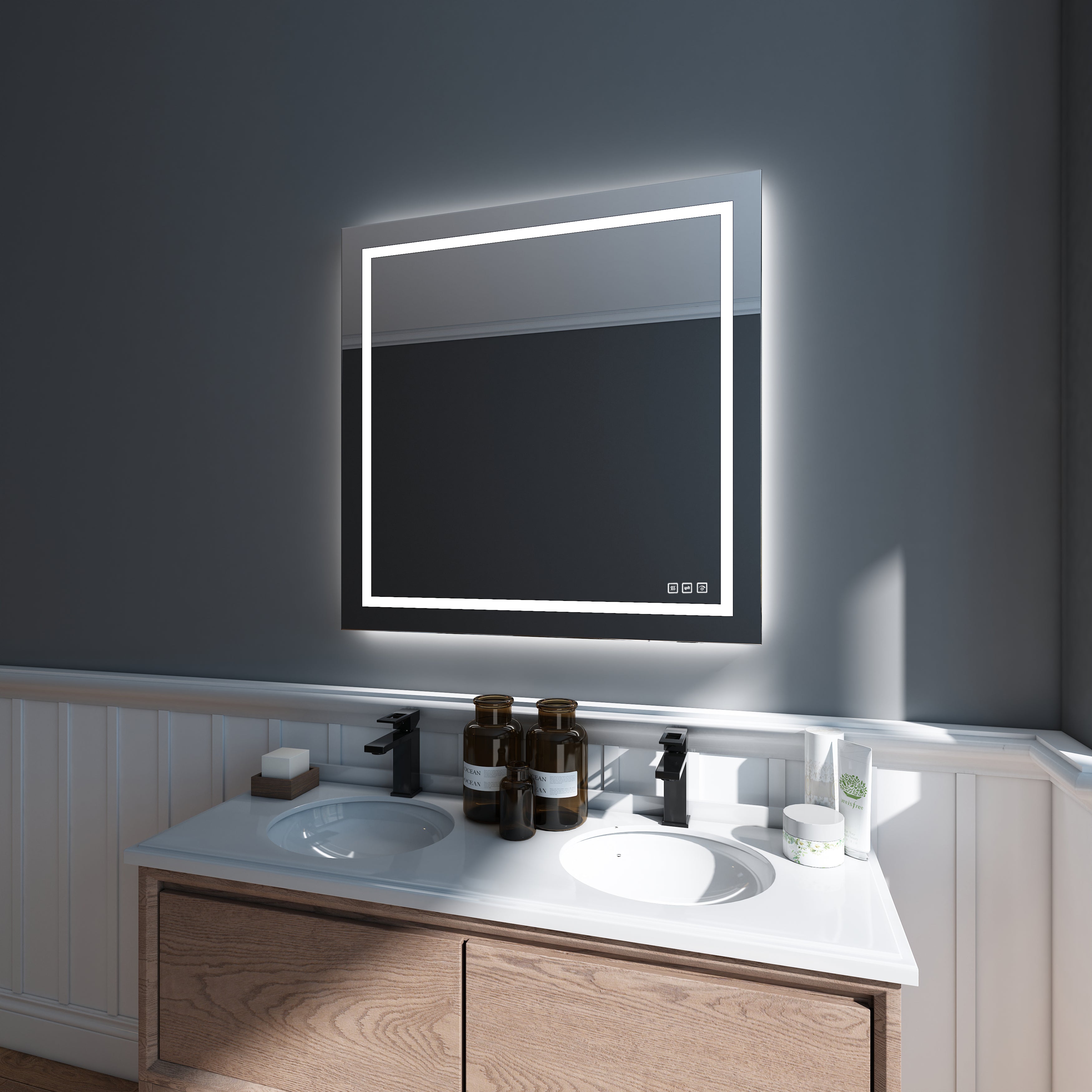 Waterpar 36 in. W x 36 in. H LED Rectangular Frameless Anti Fog Bathr waterpar united states