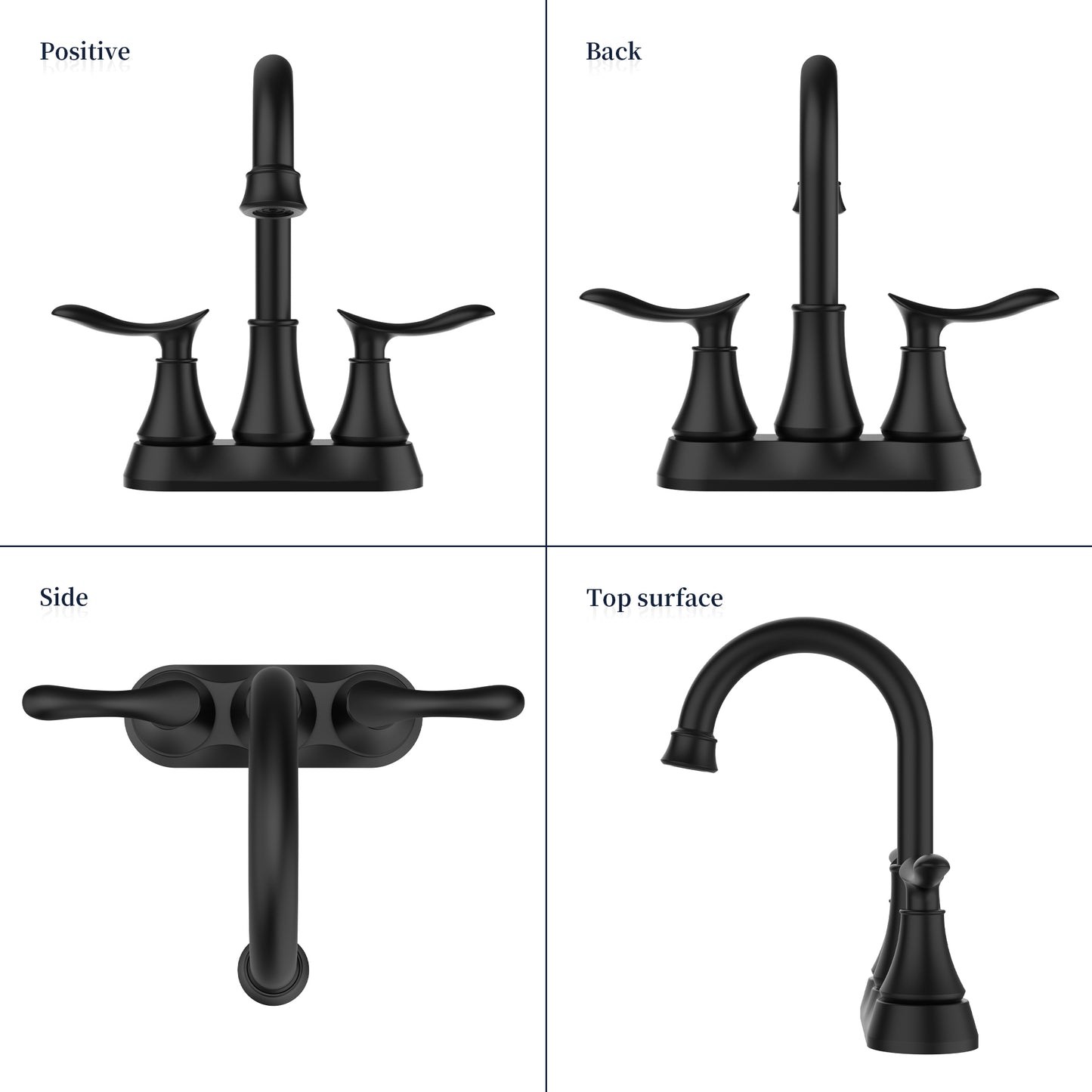 Waterpar®  4 in. Centerset Double Handle Bathroom Faucet with Pop-up Drain and ‎Supply Hoses