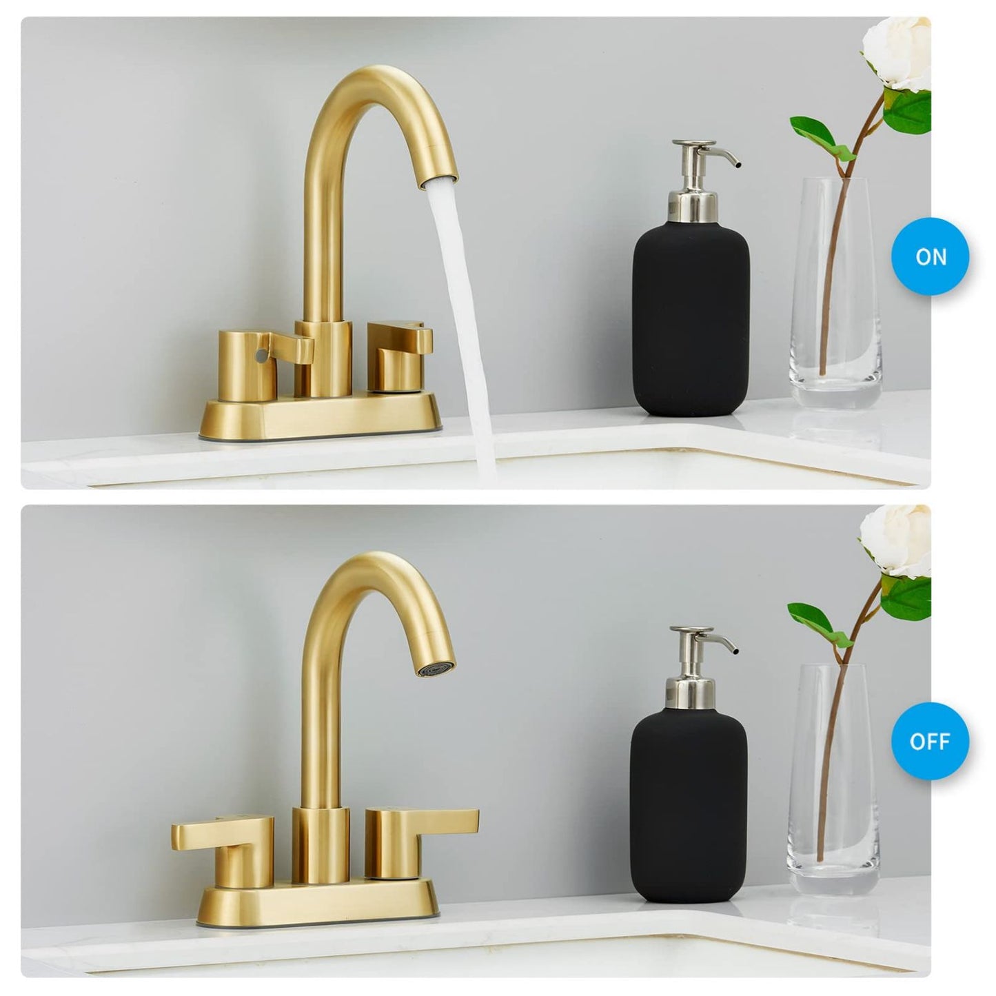 Waterpar® 4 in. Centerset Double Handle Bathroom Faucet with Supply Hose and Pop-up Drain