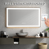 Waterpar® 84 in. W x 32 in. H Rectangular Framed Anti-Fog LED Wall Bathroom Vanity Mirror in Black with Backlit and Front Light
