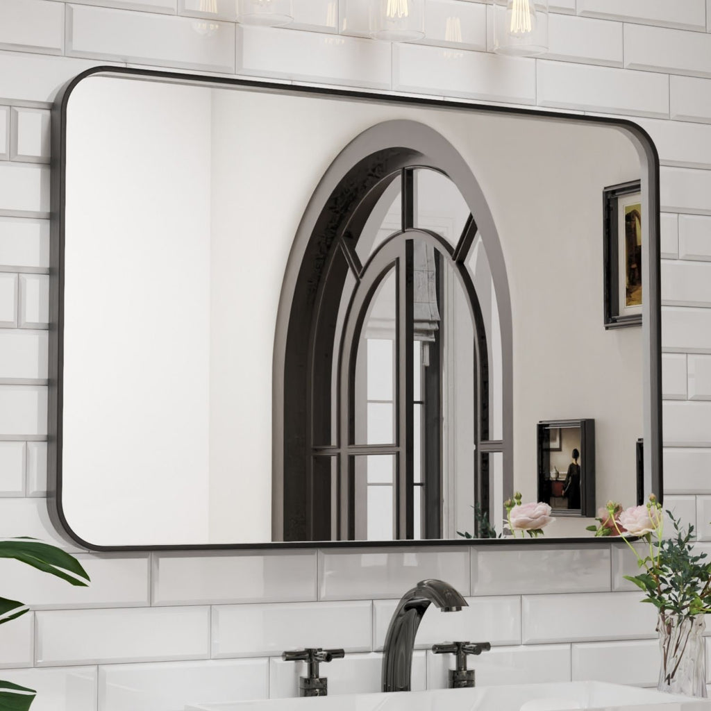 Waterpar® 48 in. W x 32 in. H Rectangular Aluminum Framed Wall Bathroom Vanity Mirror