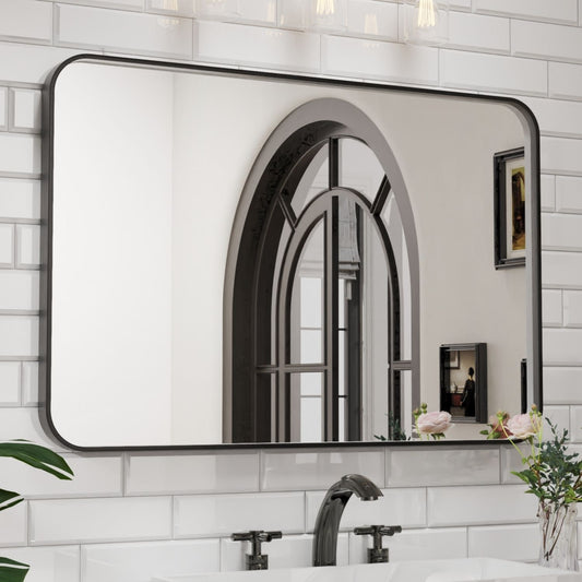 Waterpar® 48 in. W x 32 in. H Rectangular Aluminum Framed Wall Bathroom Vanity Mirror