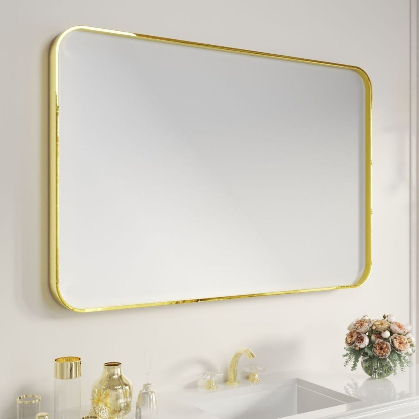 Waterpar® 48 in. W x 32 in. H Rectangular Aluminum Framed Wall Bathroom Vanity Mirror