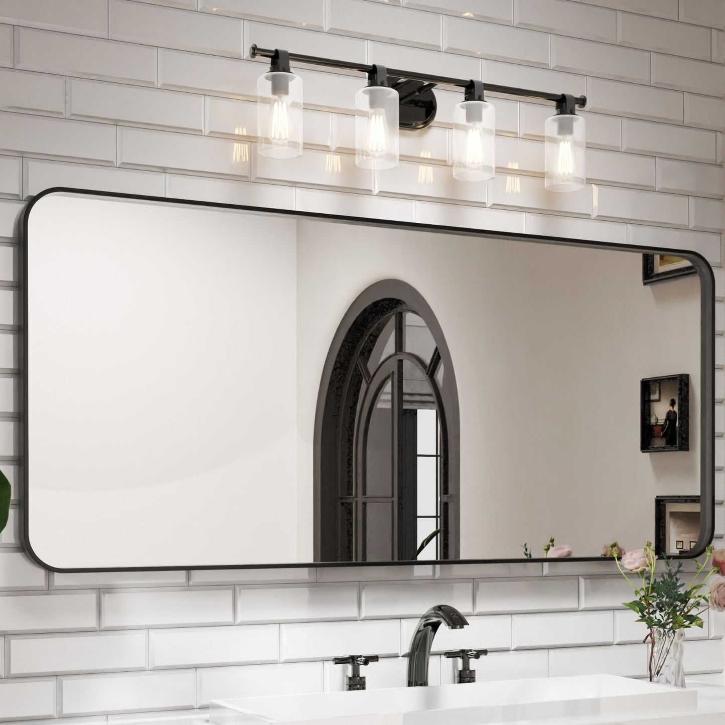 Waterpar® 72 in. W x 32 in. H Rectangular Aluminum Framed Wall Bathroom Vanity Mirror