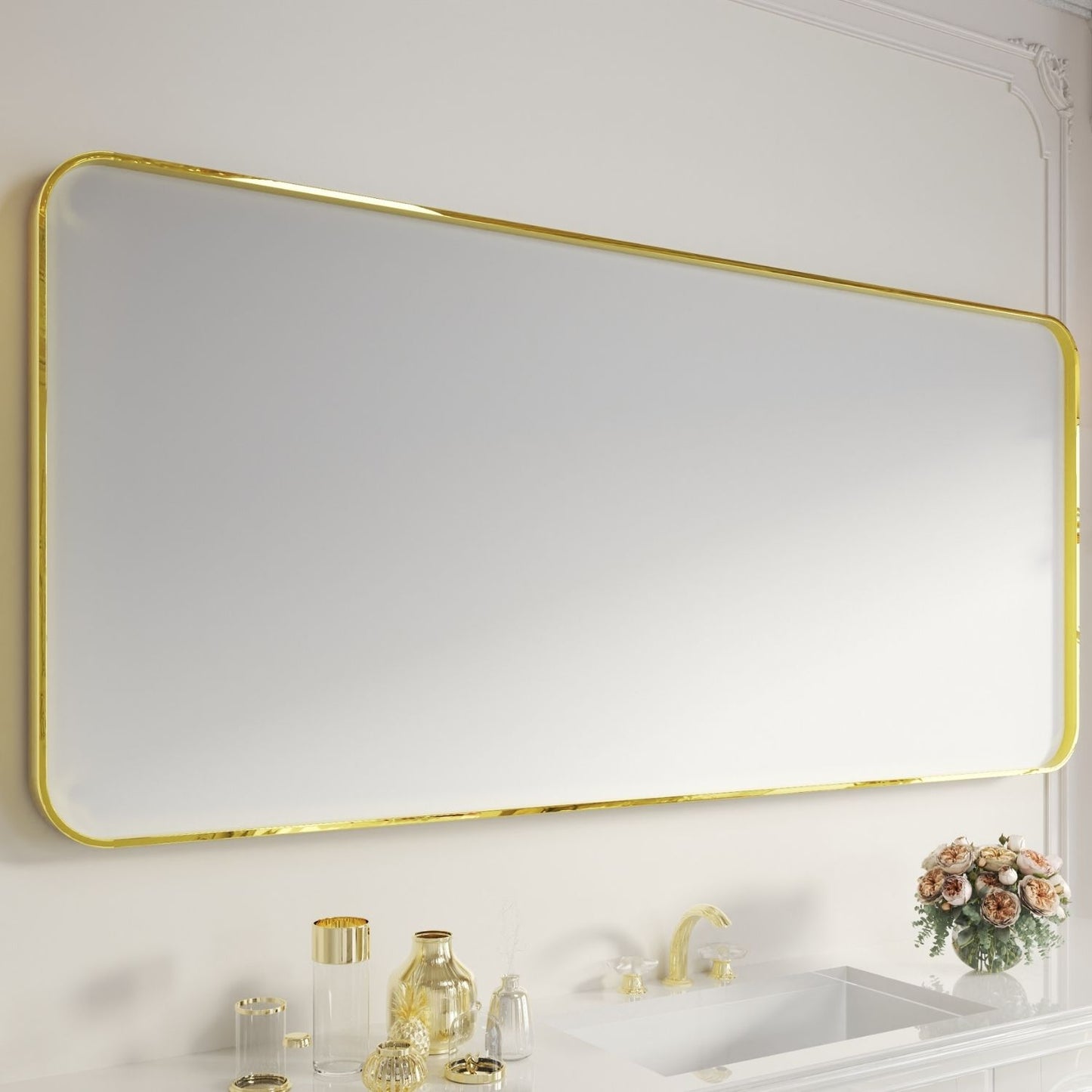 Waterpar® 72 in. W x 32 in. H Rectangular Aluminum Framed Wall Bathroom Vanity Mirror