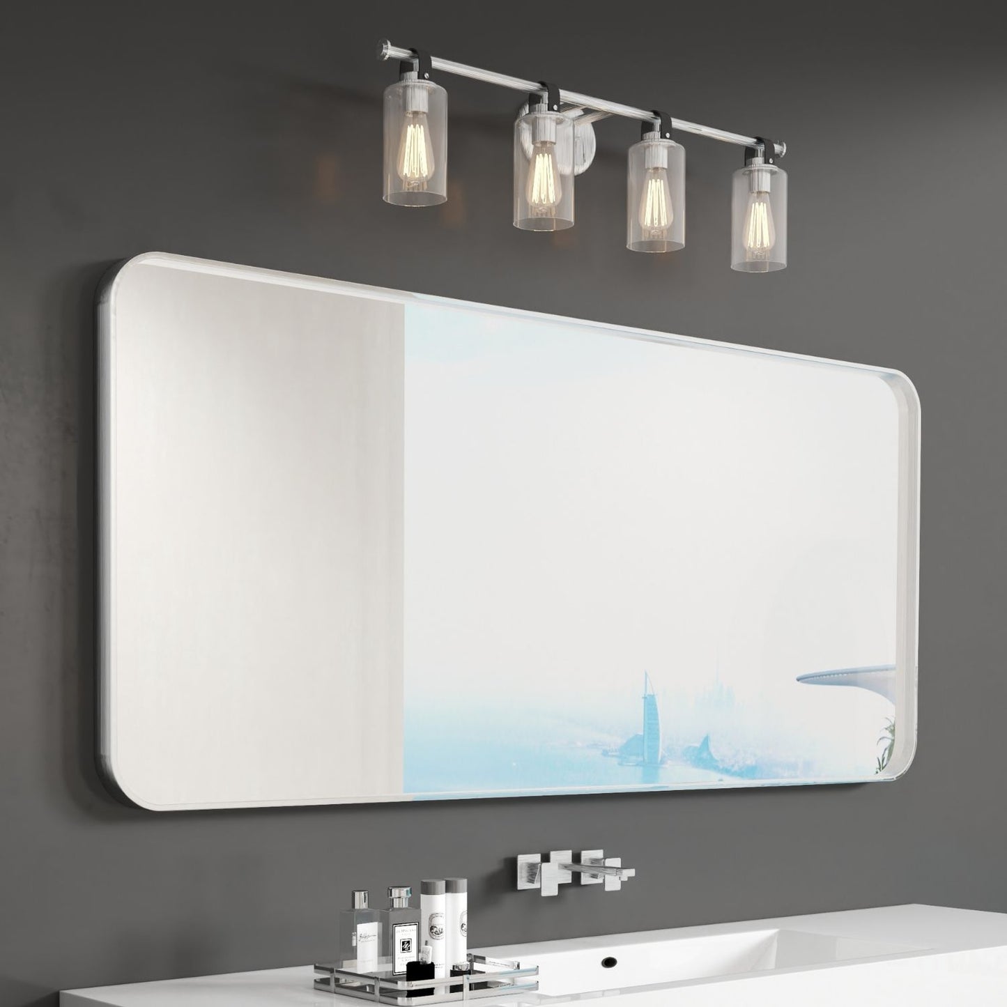 Waterpar® 72 in. W x 32 in. H Rectangular Aluminum Framed Wall Bathroom Vanity Mirror