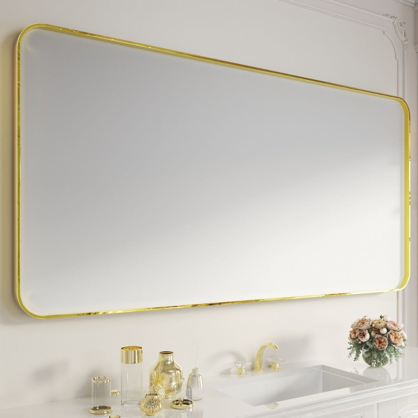 Waterpar®  72 in. W x 36 in. H Rectangular Aluminum Framed Wall Bathroom Vanity Mirror