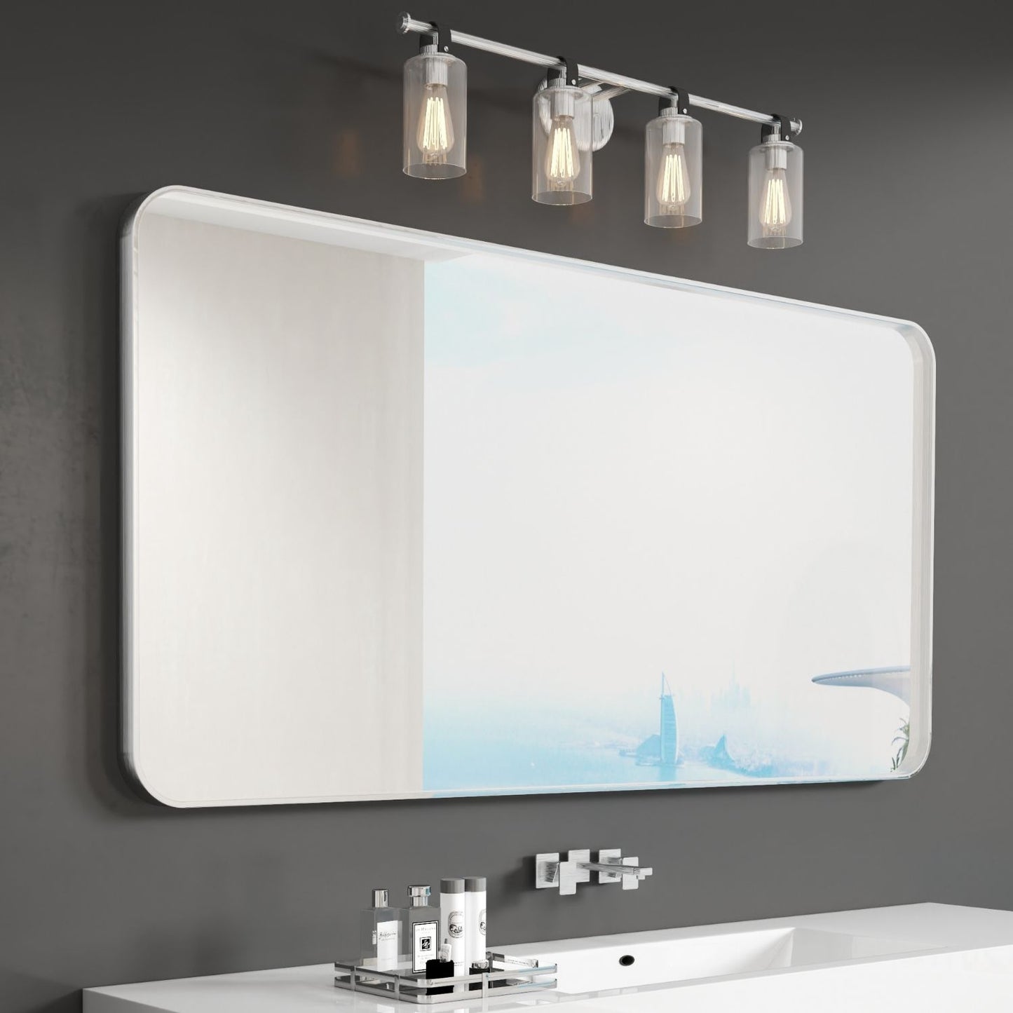Waterpar®  72 in. W x 36 in. H Rectangular Aluminum Framed Wall Bathroom Vanity Mirror