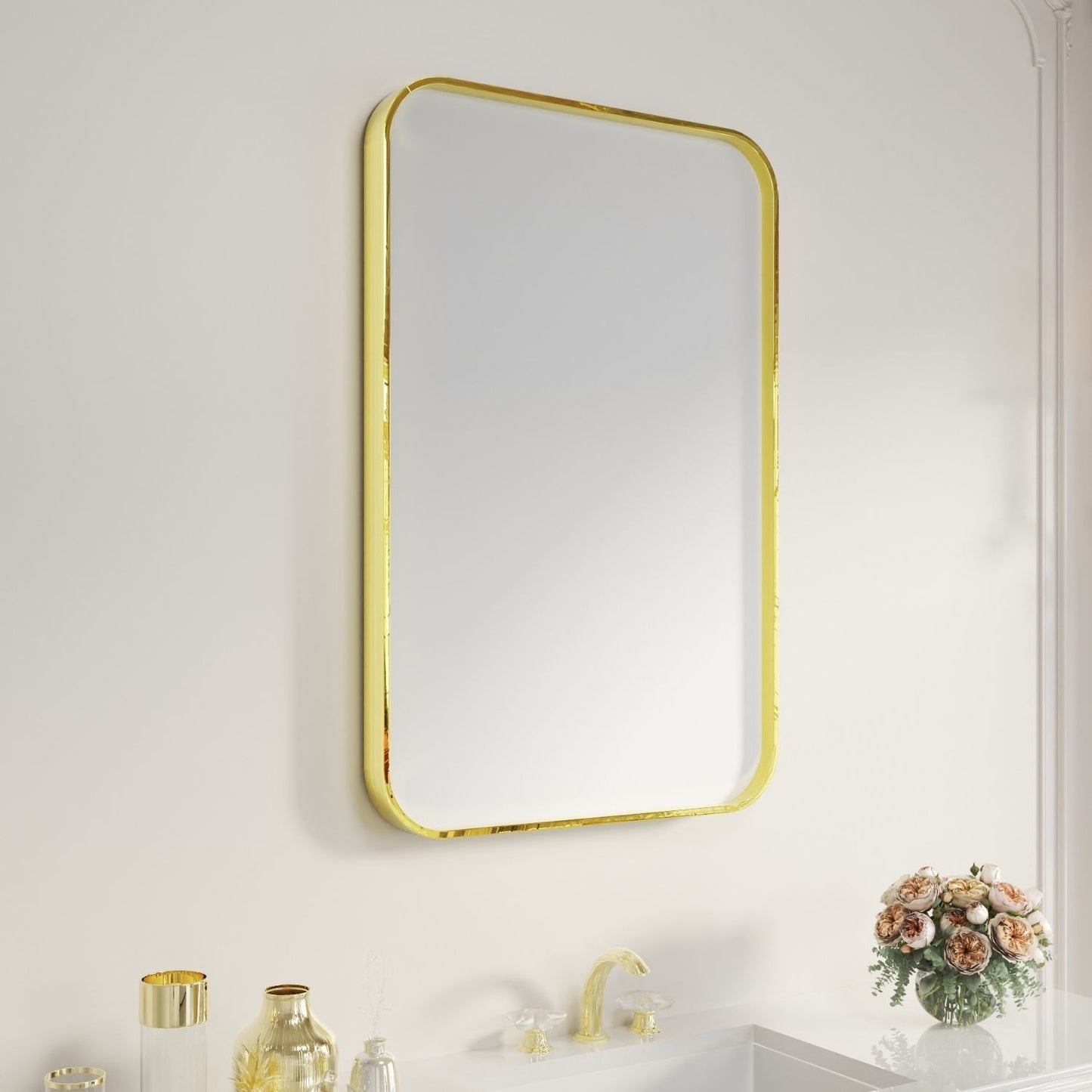 Waterpar® 36 in. W x 24 in. H Rectangular Aluminum Framed Wall Bathroom Vanity Mirror