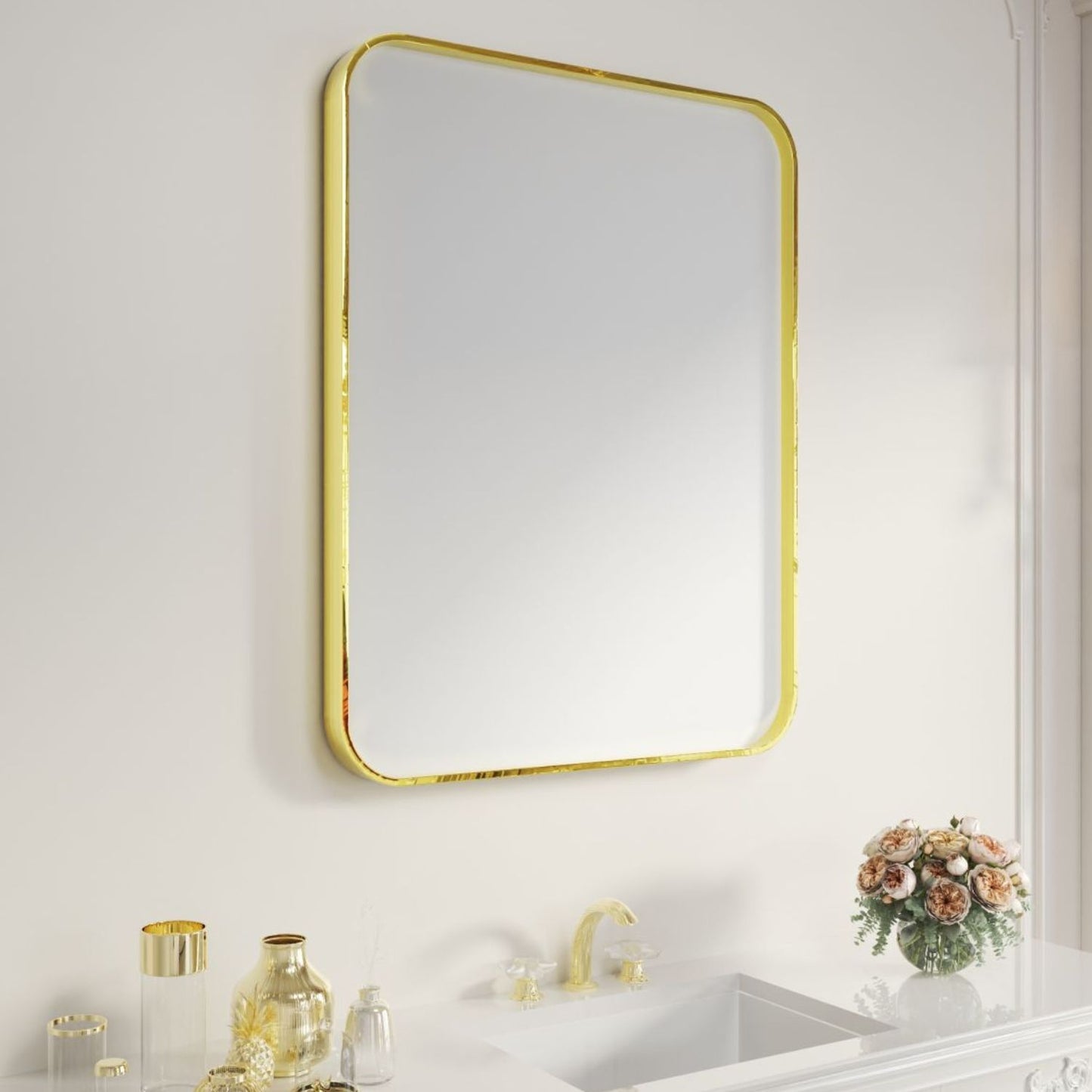 Waterpar® 28 in. W x 36 in. H Rectangular Aluminum Framed Wall Bathroom Vanity Mirror