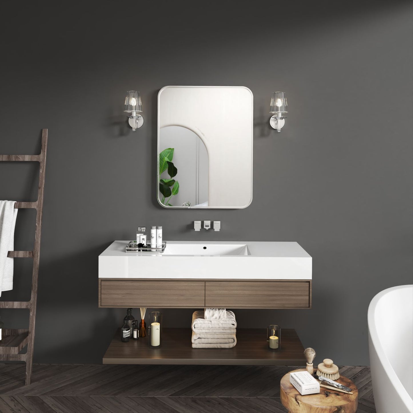 Waterpar® 28 in. W x 36 in. H Rectangular Aluminum Framed Wall Bathroom Vanity Mirror