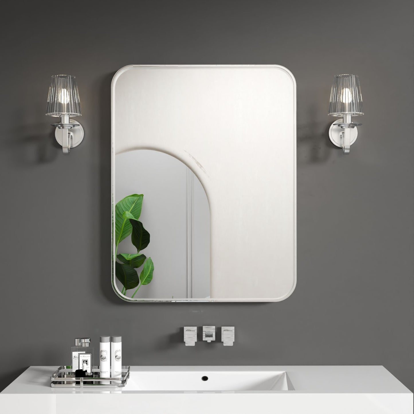 Waterpar® 28 in. W x 36 in. H Rectangular Aluminum Framed Wall Bathroom Vanity Mirror