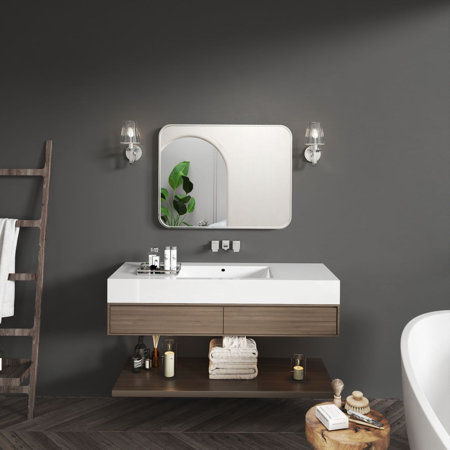 Waterpar® 28 in. W x 36 in. H Rectangular Aluminum Framed Wall Bathroom Vanity Mirror