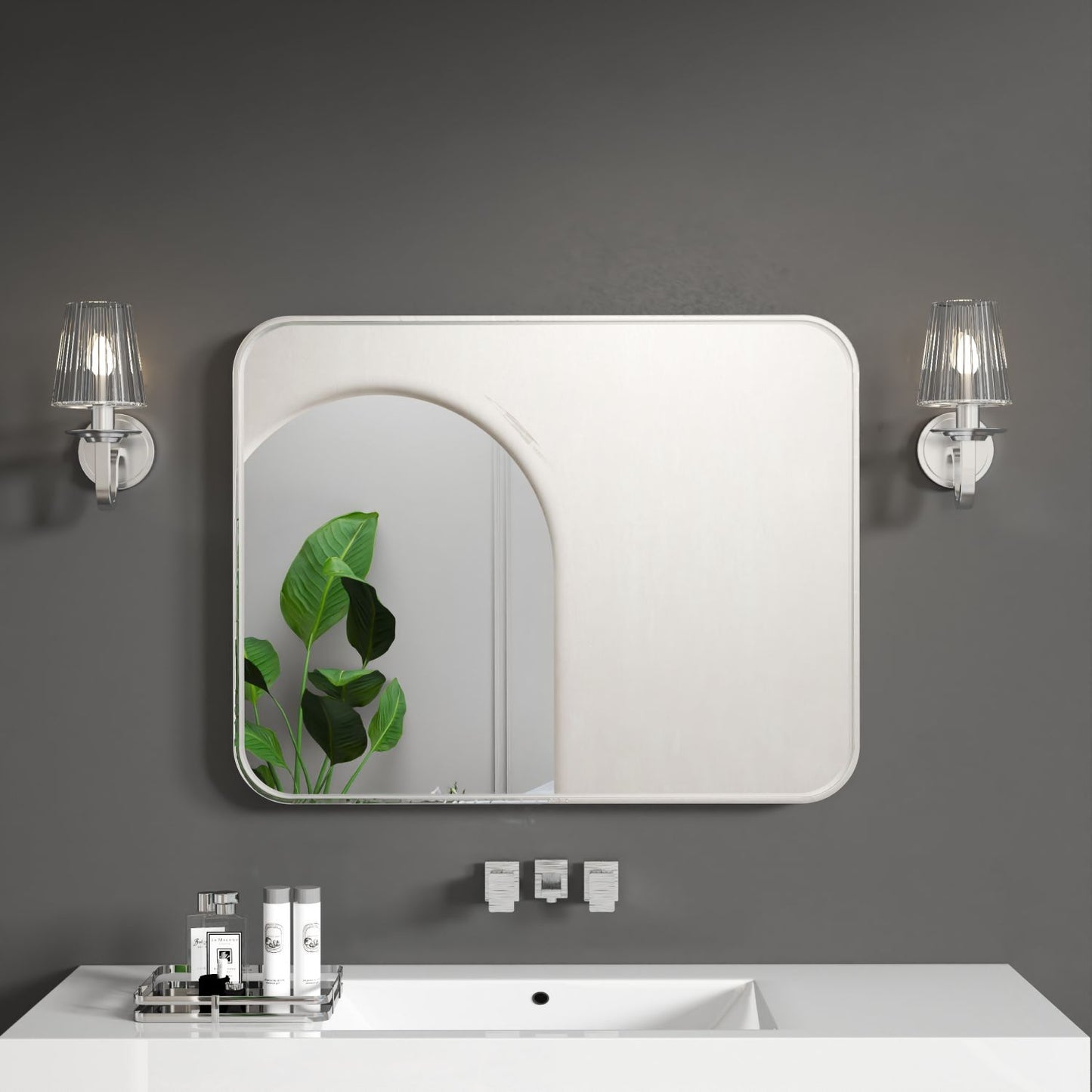 Waterpar® 28 in. W x 36 in. H Rectangular Aluminum Framed Wall Bathroom Vanity Mirror
