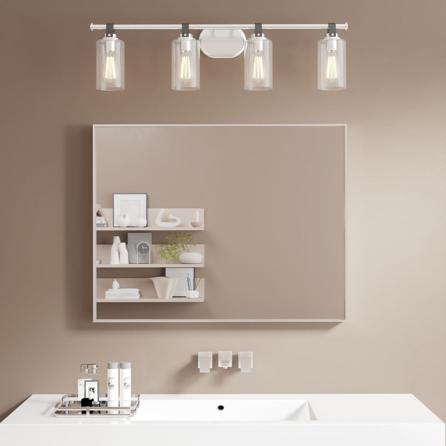 Waterpar® 28 in. W x 36 in. H Rectangular Aluminum Framed Wall Bathroom Vanity Mirror