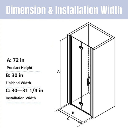 Waterpar® Bi-Fold Frameless Shower Doors in Chrome with Clear Glass