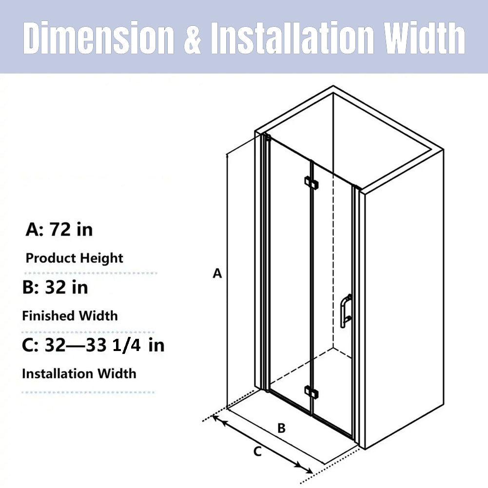 Waterpar® Bi-Fold Frameless Shower Doors in Chrome with Clear Glass