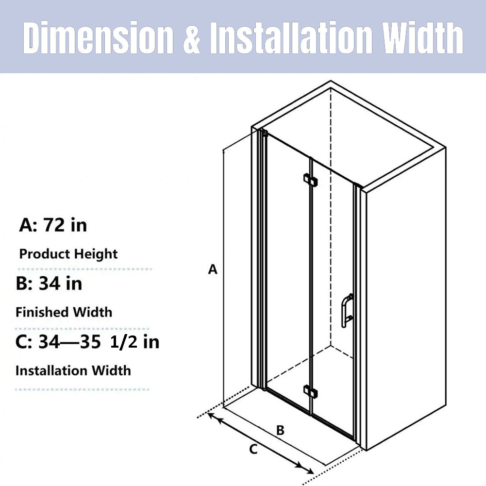 Waterpar® Bi-Fold Frameless Shower Doors in Chrome with Clear Glass