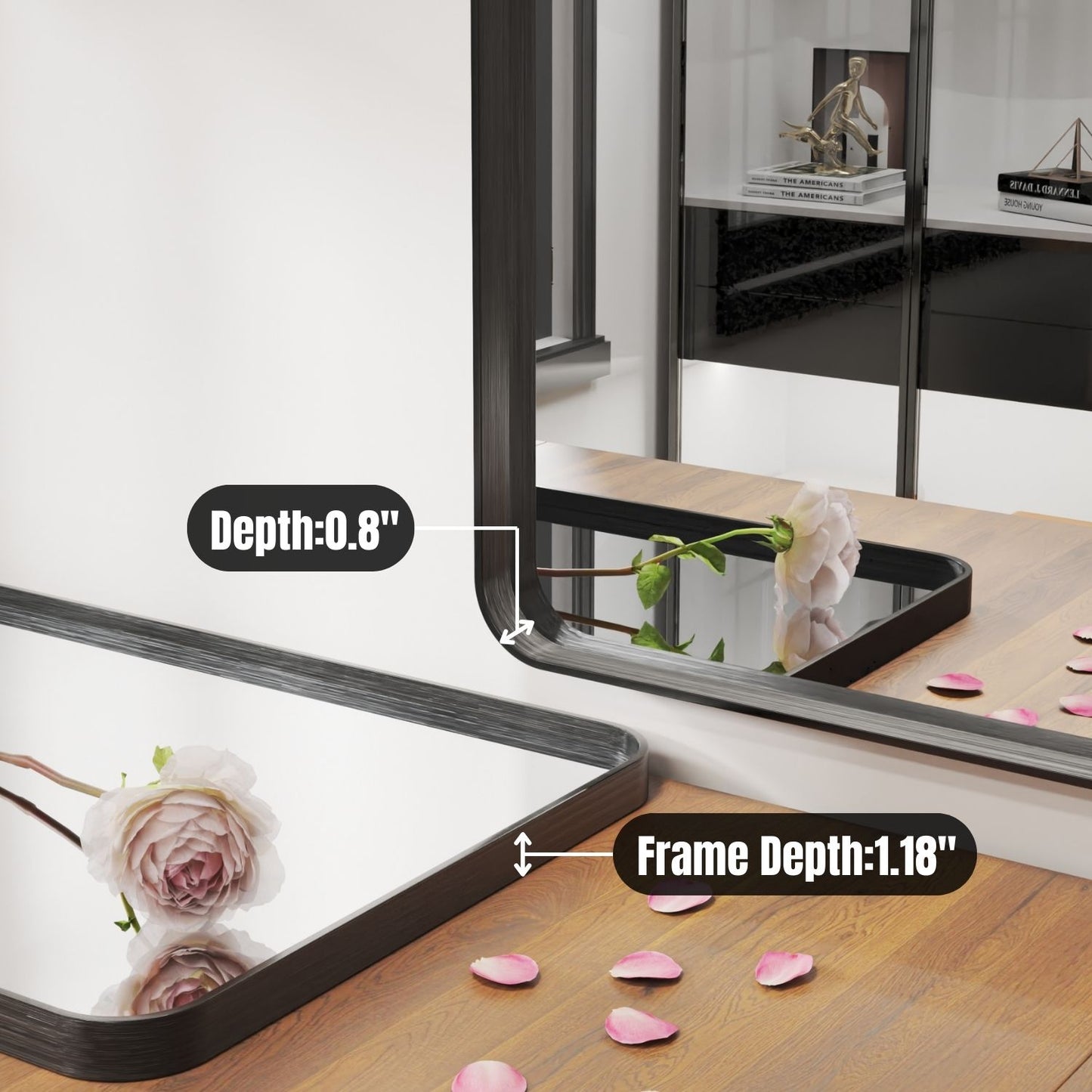 Waterpar® 55 in. W x 30 in. H Rectangular Aluminum Framed Wall Bathroom Vanity Mirror