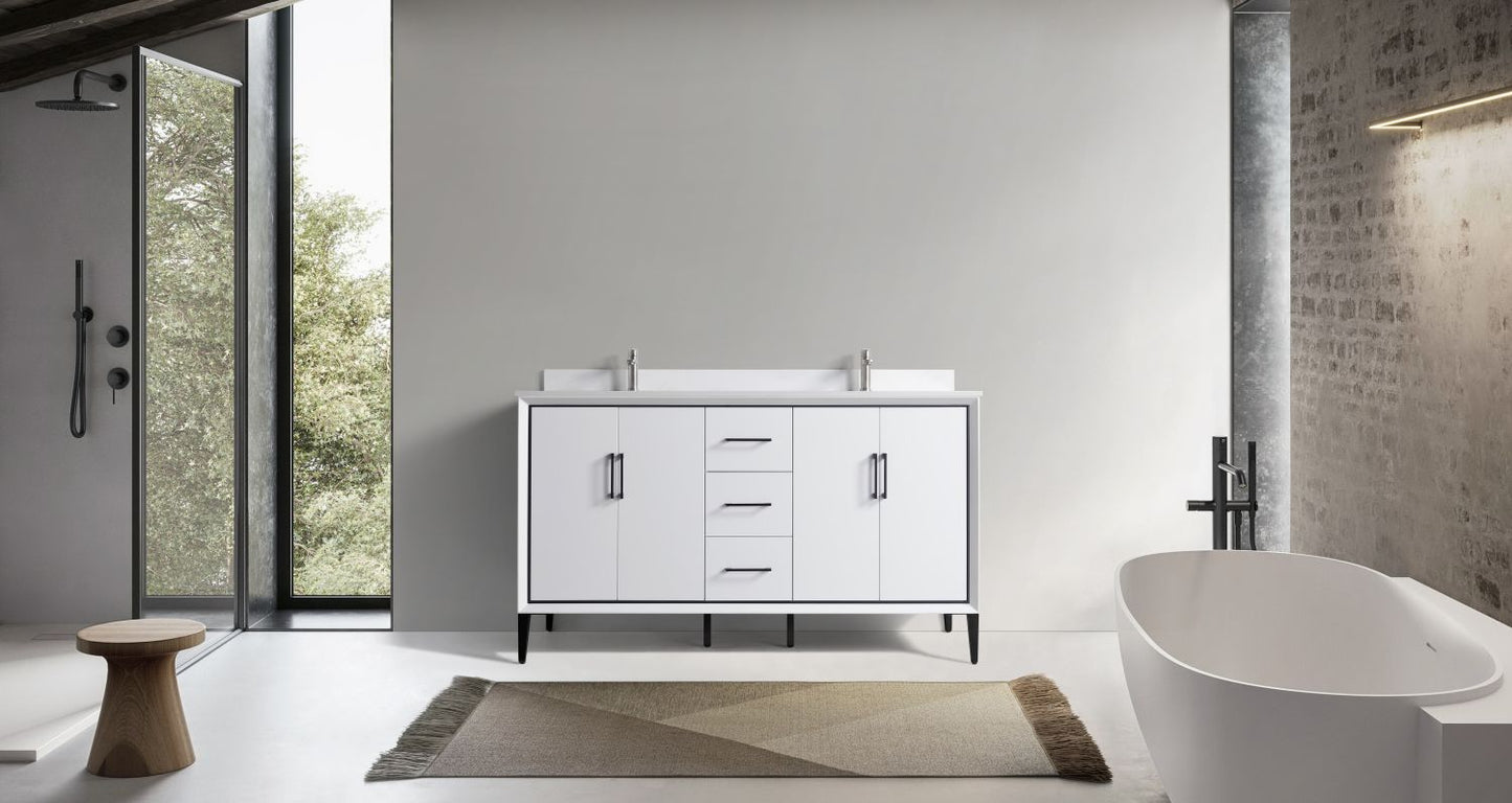 Waterpar® 60 in. L x 22 in. W x 35 in. H Bathroom Cabinet with Dual Ceramic Sink