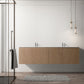 Waterpar® 72 in. L x 19.75 in. W x 20.16 in. H Natural Wood Bathroom Cabinet with Dual White Ceramic Sink