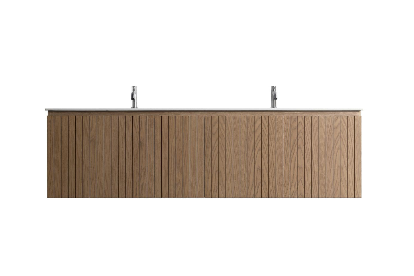 Waterpar® 72 in. L x 19.75 in. W x 20.16 in. H Natural Wood Bathroom Cabinet with Dual White Ceramic Sink