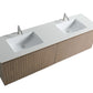 Waterpar® 72 in. L x 19.75 in. W x 20.16 in. H Natural Wood Bathroom Cabinet with Dual White Ceramic Sink