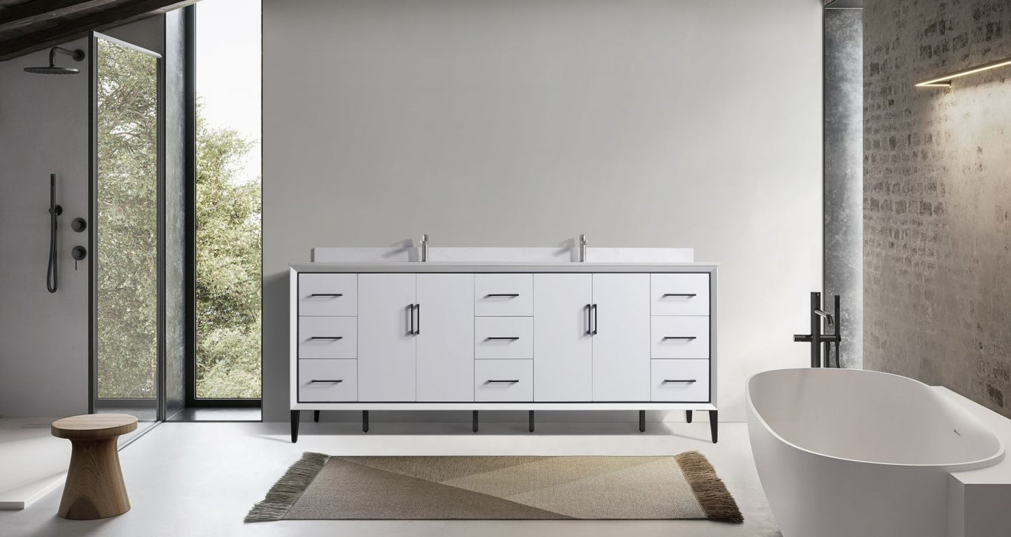 Waterpar® 84 in. L x 22 in. W x 35 in. H Bathroom Cabinet with Dual Ceramic Sink