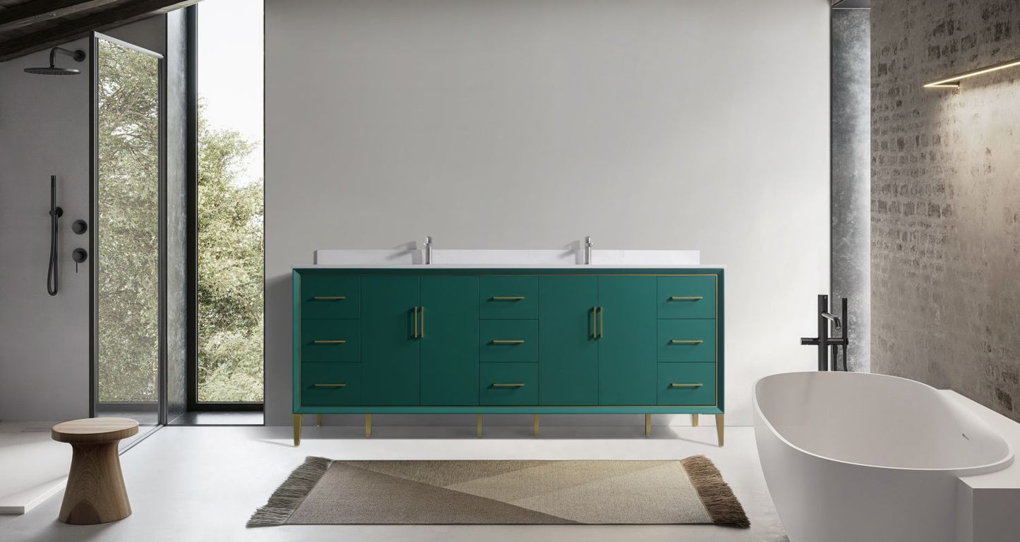 Waterpar® 84 in. L x 22 in. W x 35 in. H Bathroom Cabinet with Dual Ceramic Sink