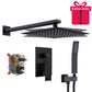 1-spray 10 in. Ceiling Mount Dual Shower Head with Wall Mount Arm Fixed and Handheld Shower Head 2.5 GPM in Black