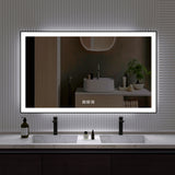 Waterpar® 60 in. W x 36 in. H Rectangular Framed Anti-Fog LED Wall Bathroom Vanity Mirror in Black with Backlit and Front Light