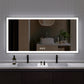 Waterpar® 72 in. W x 36 in. H Rectangular Framed Anti-Fog LED Wall Bathroom Vanity Mirror in Black with Backlit and Front Light