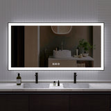 Waterpar® 72 in. W x 36 in. H Rectangular Framed Anti-Fog LED Wall Bathroom Vanity Mirror in Black with Backlit and Front Light