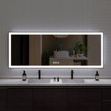Waterpar® 84 in. W x 32 in. H Rectangular Framed Anti-Fog LED Wall Bathroom Vanity Mirror in Black with Backlit and Front Light