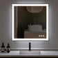 Waterpar® 36 in. W x 36 in. H Rectangular Framed Anti-Fog LED Wall Bathroom Vanity Mirror in Black with Backlit and Front Light