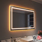 Waterpar® 48 in. W x 32 in. H LED Large Rectangular Frameless Anti-Fog Bathroom Mirror Front & Backlit