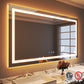Waterpar® 72 in. W x 40 in. H Rectangular Frameless Wall Bathroom Vanity Mirror with Backlit and Front Light