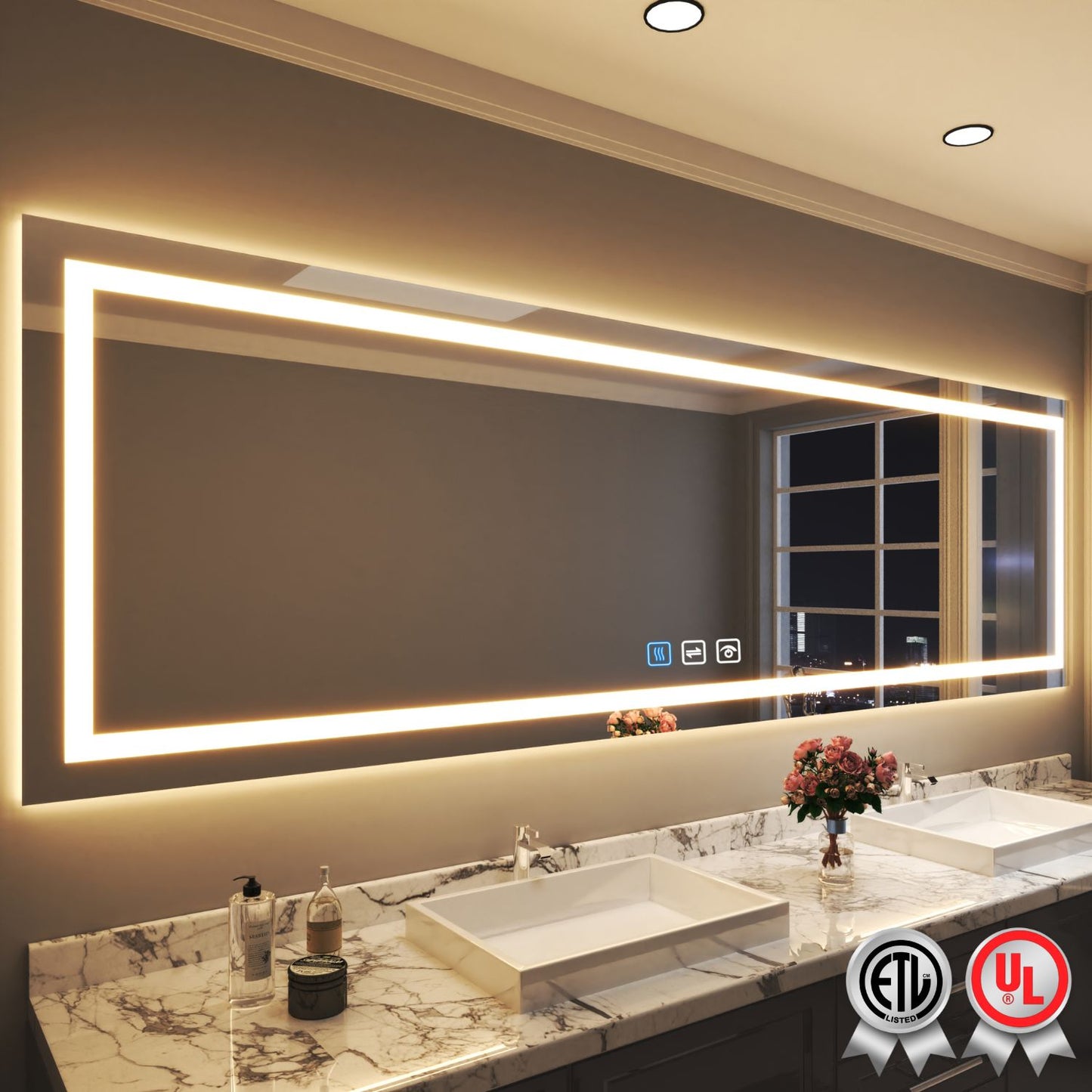WATERPAR UL Certification Customized LED Frameless Mirror
