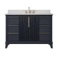 Waterpar® 48 in. W x 34.5 in. H x 22 in. D Single Sink Freestanding Bathroom Vanity in Midnight Blue with Carrara Engineered Stone Top and Backsplash, Assembled