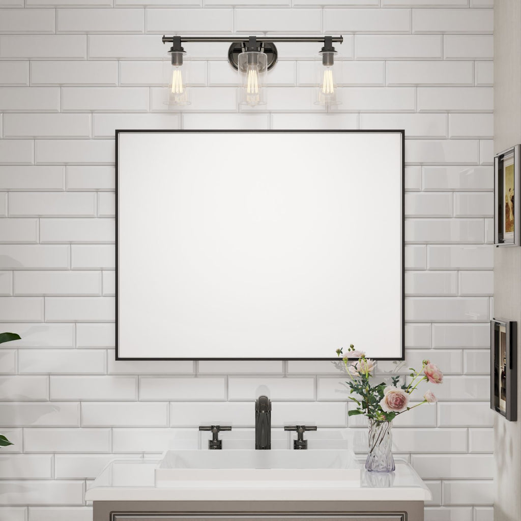 Waterpar® 32 in. W x 40 in. H Rectangular Aluminum Framed Wall Bathroom Vanity Mirror