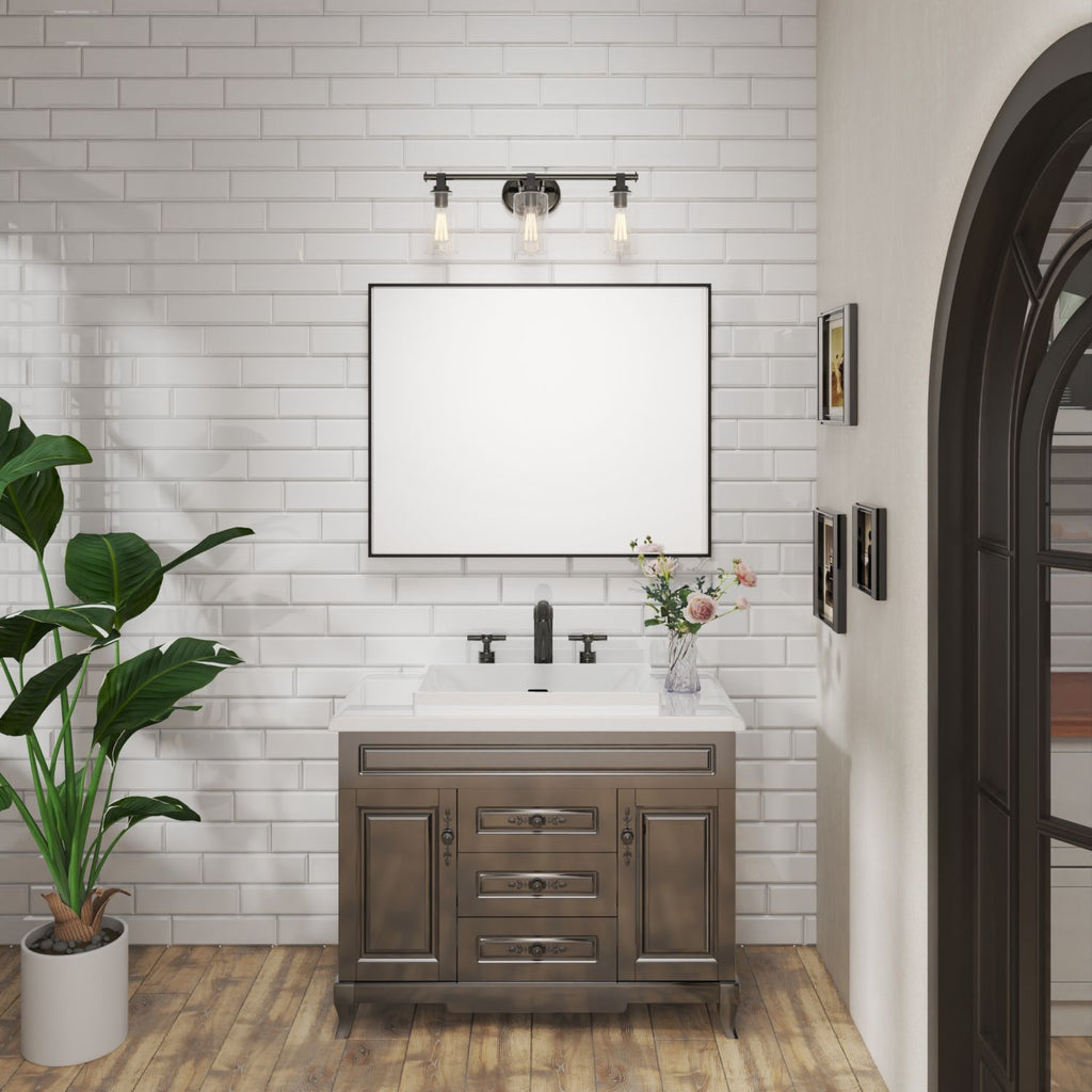 Waterpar® 32 in. W x 40 in. H Rectangular Aluminum Framed Wall Bathroom Vanity Mirror