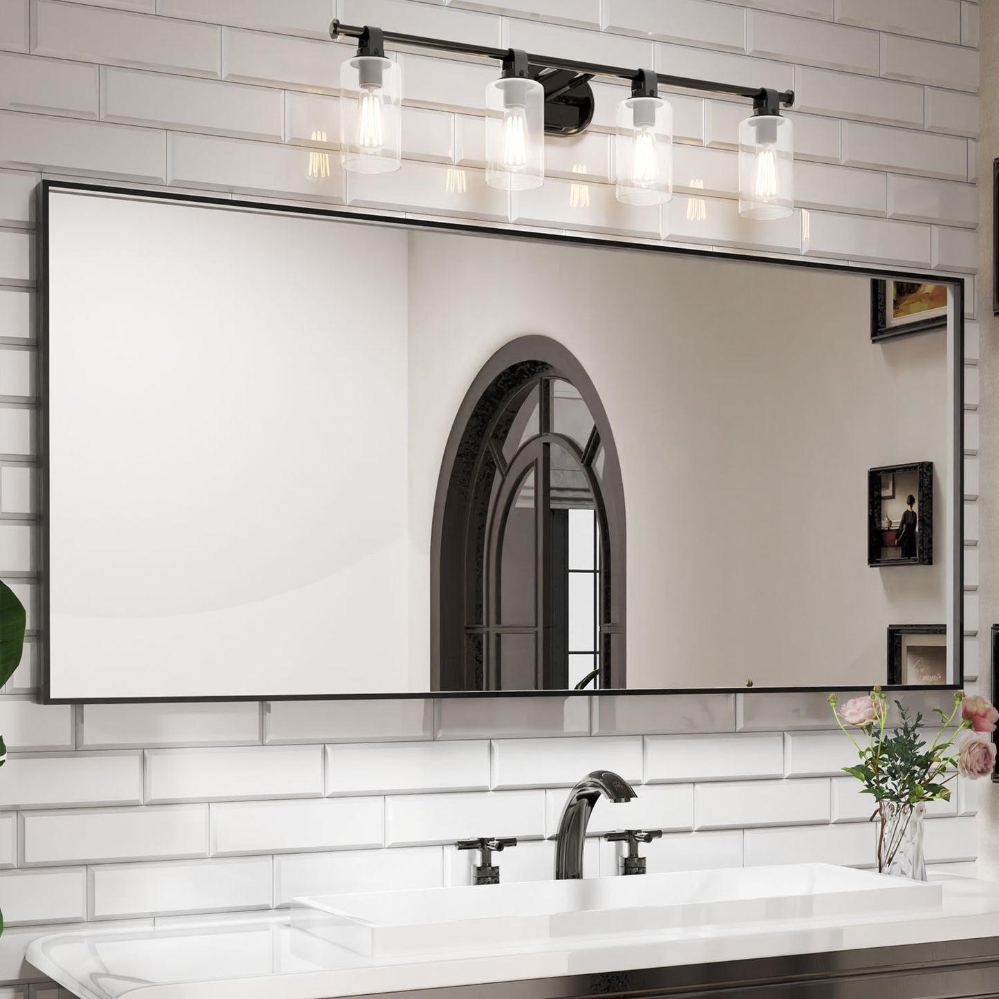 Waterpar® 72 in. W x 32 in. H Rectangular Aluminum Framed Wall Bathroom Vanity Mirror