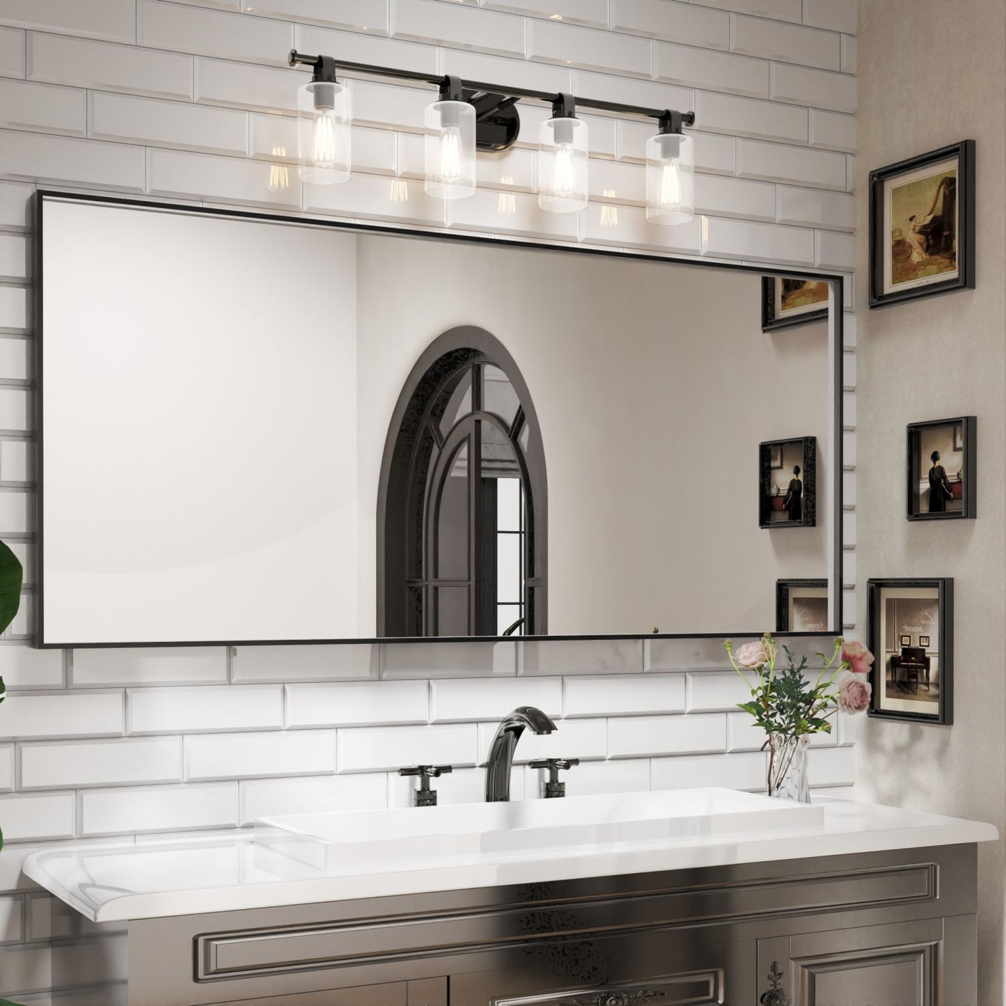 Waterpar® 72 in. W x 32 in. H Rectangular Aluminum Framed Wall Bathroom Vanity Mirror