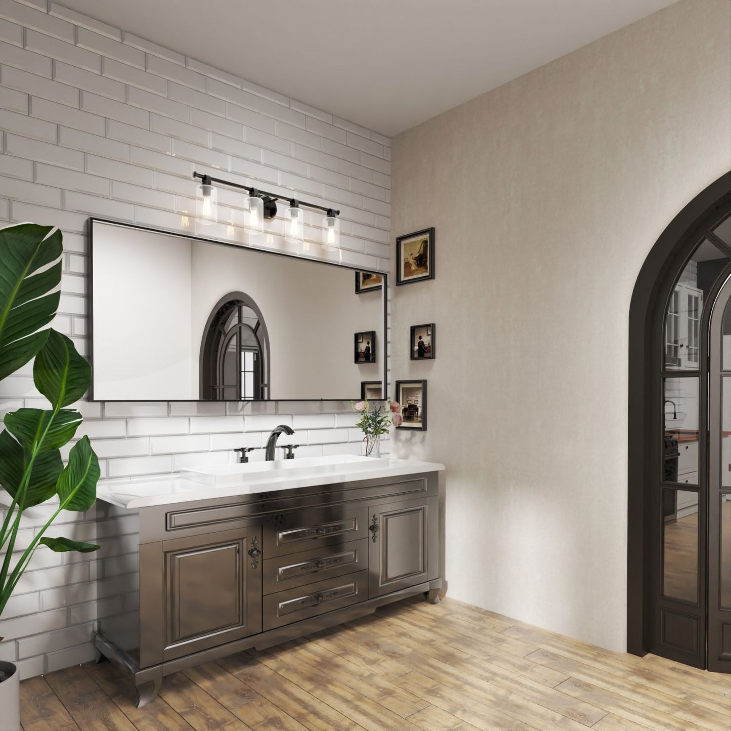 Waterpar® 72 in. W x 32 in. H Rectangular Aluminum Framed Wall Bathroom Vanity Mirror