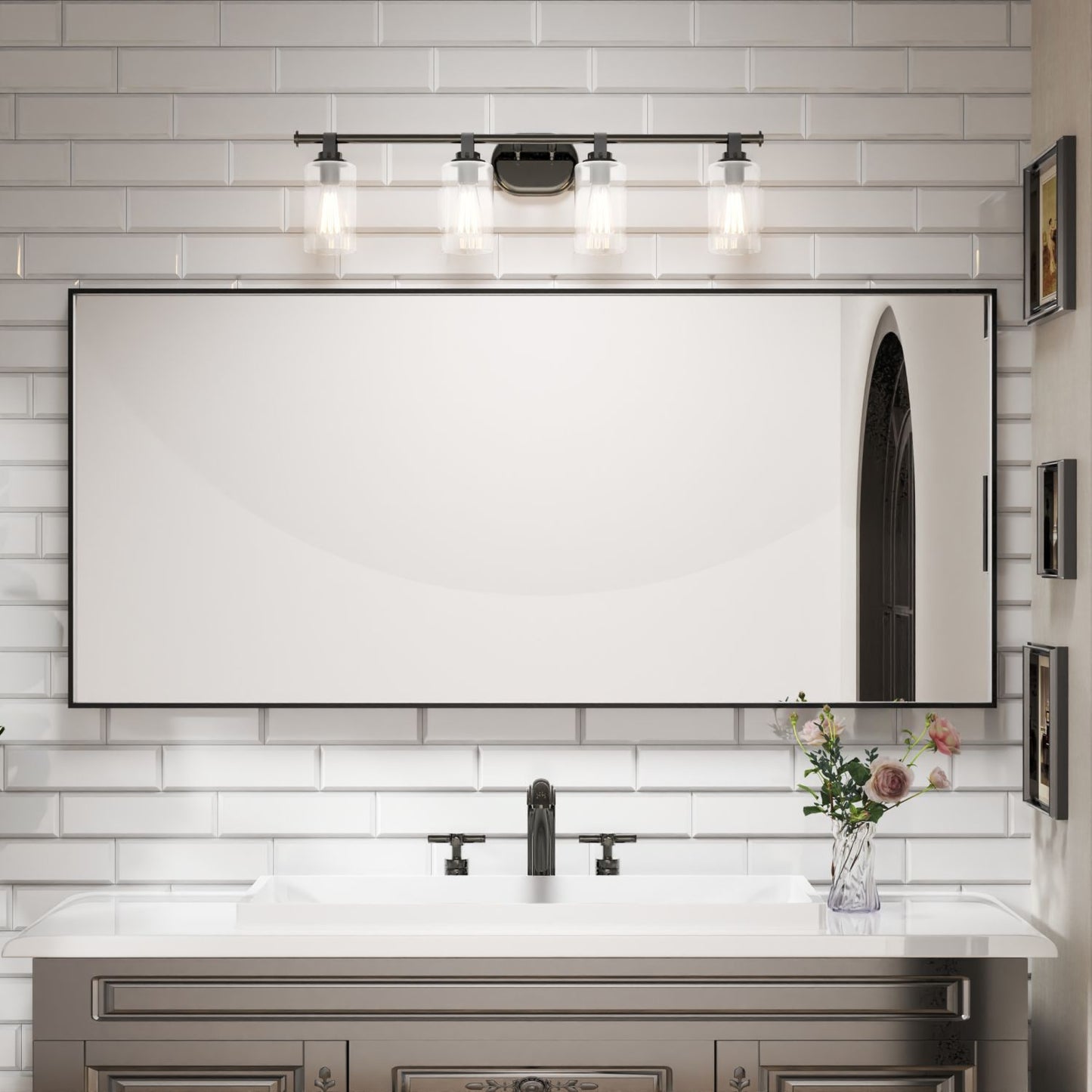 Waterpar® 72 in. W x 32 in. H Rectangular Aluminum Framed Wall Bathroom Vanity Mirror