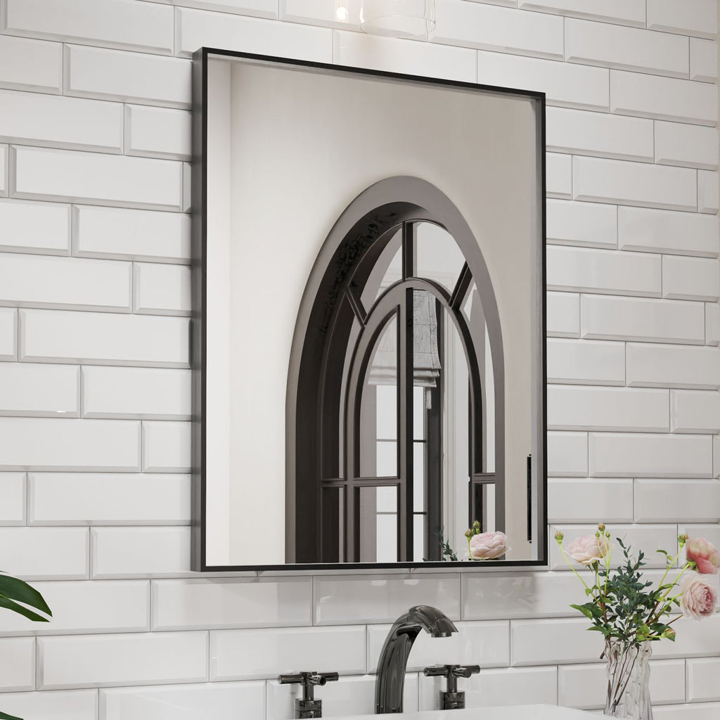 Waterpar® 28 in. W x 36 in. H Rectangular Aluminum Framed Wall Bathroom Vanity Mirror
