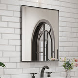 Waterpar® 28 in. W x 36 in. H Rectangular Aluminum Framed Wall Bathroom Vanity Mirror