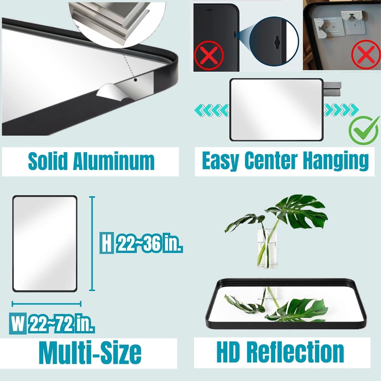 Waterpar® 28 in. W x 36 in. H Rectangular Aluminum Framed Wall Bathroom Vanity Mirror
